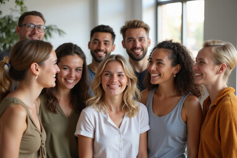 Group of diverse people smiling and looking healthy