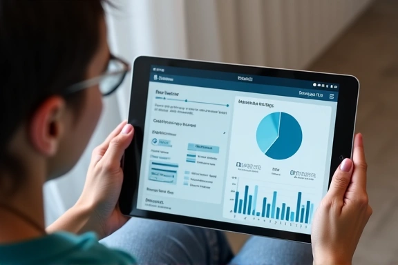 Person monitoring health on a tablet